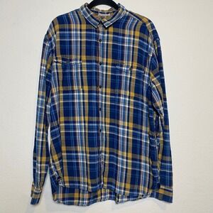 Lucky Brand California Fit Blue Flannel Mens XXL Casual Outdoor Plaid Western‎